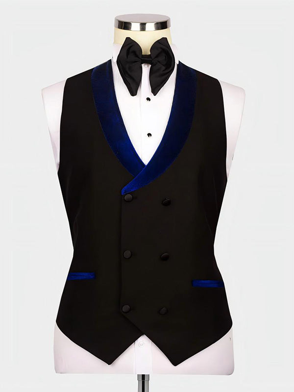 Navy Blue 3-piece 1-button Peak Lapel suit