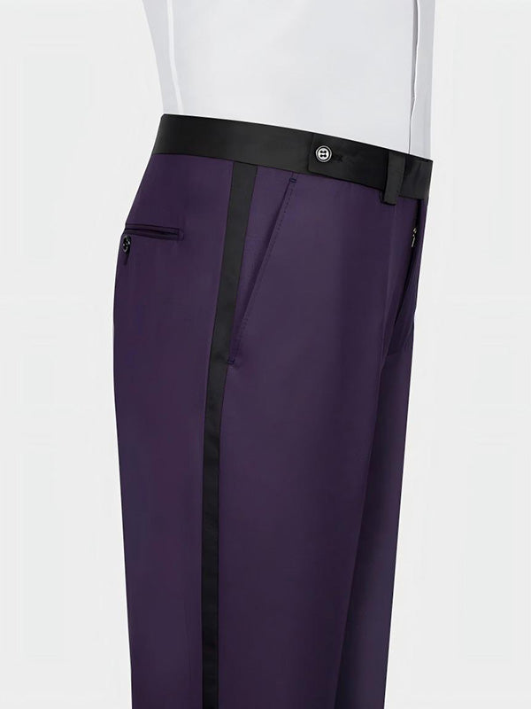 Dark purple 3-piece 1-button Shawl Lapel suit