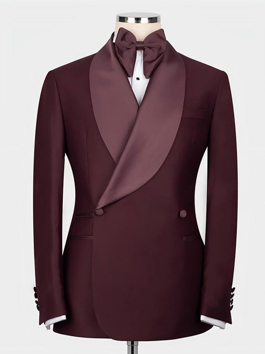 Reddish brown 2-piece 2-button Shawl Lapel suit