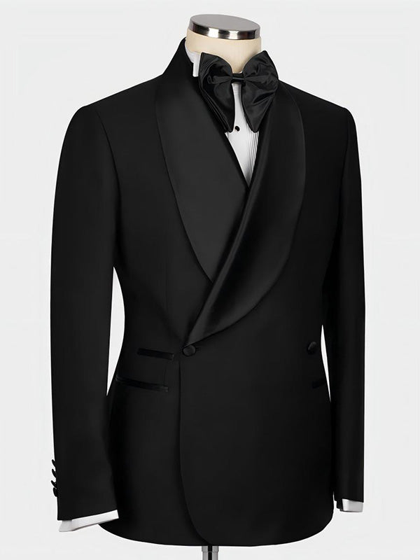 Black 2-piece 2-button Shawl Lapel suit