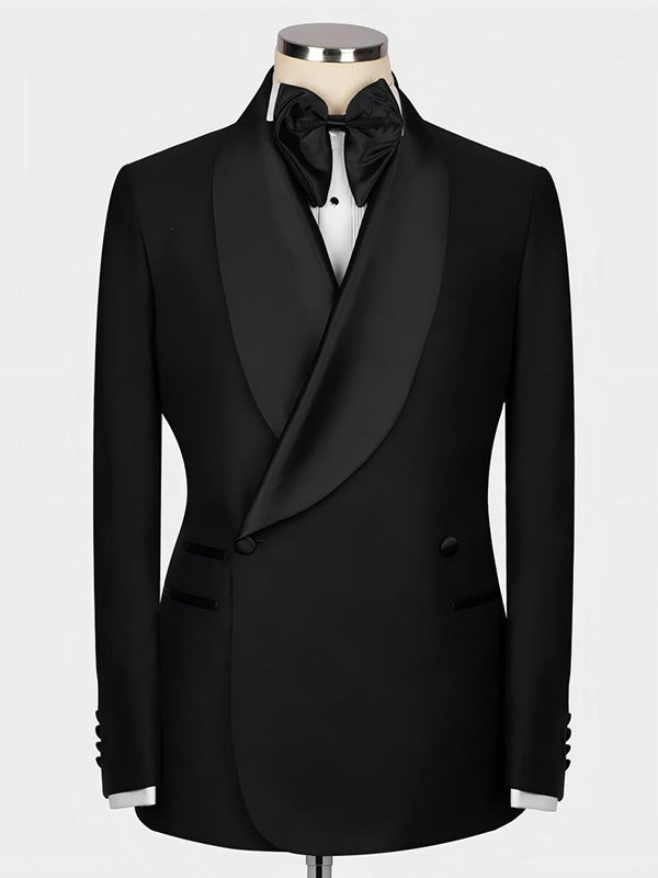 Black 2-piece 2-button Shawl Lapel suit