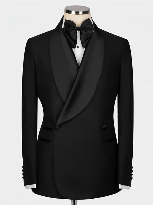 Black 2-piece 2-button Shawl Lapel suit