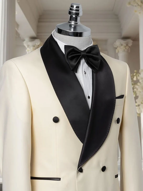 Champagne 2-piece double-breasted Shawl Lapel suit