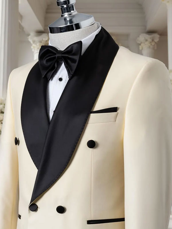 Champagne 2-piece double-breasted Shawl Lapel suit