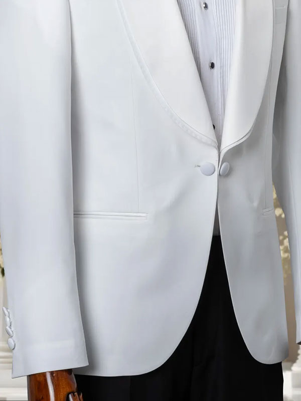 White 2-piece 1-button Shawl Lapel suit