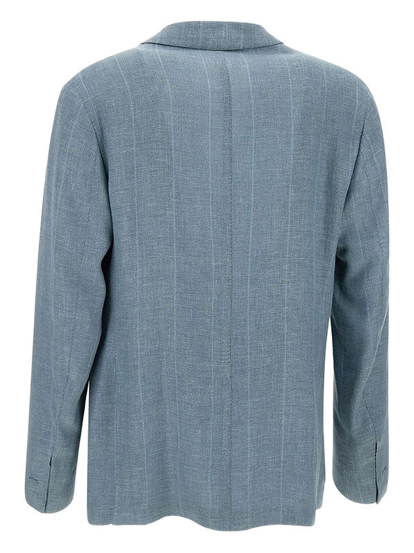 Blue striped 2-piece 2-button Notch Lapel suit