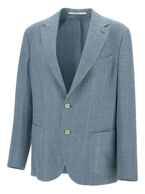 Blue striped 2-piece 2-button Notch Lapel suit