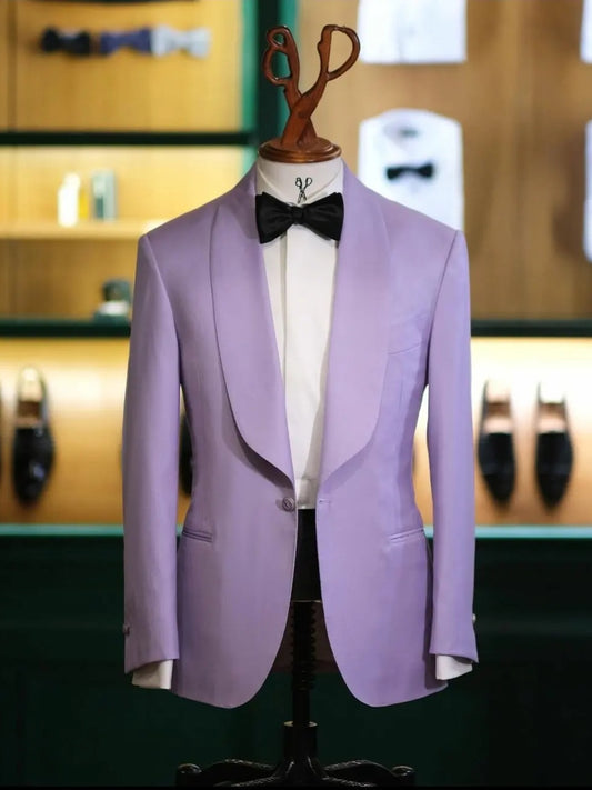 Purple Shawl Lapel Tuxedo Suit for Men – Classic One-Button Wedding & Prom Suit