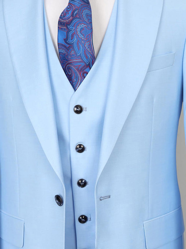 Blue 2-piece 1-button Notch Lapel suit