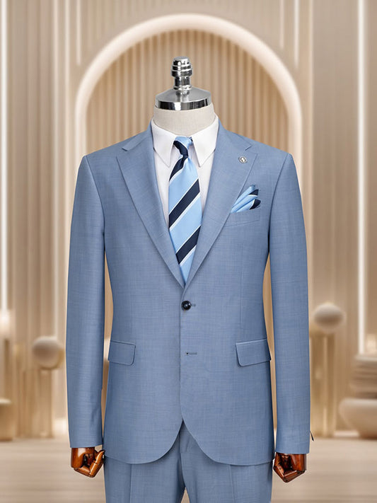 Blue 2-piece single-breasted Notch Lapel suit