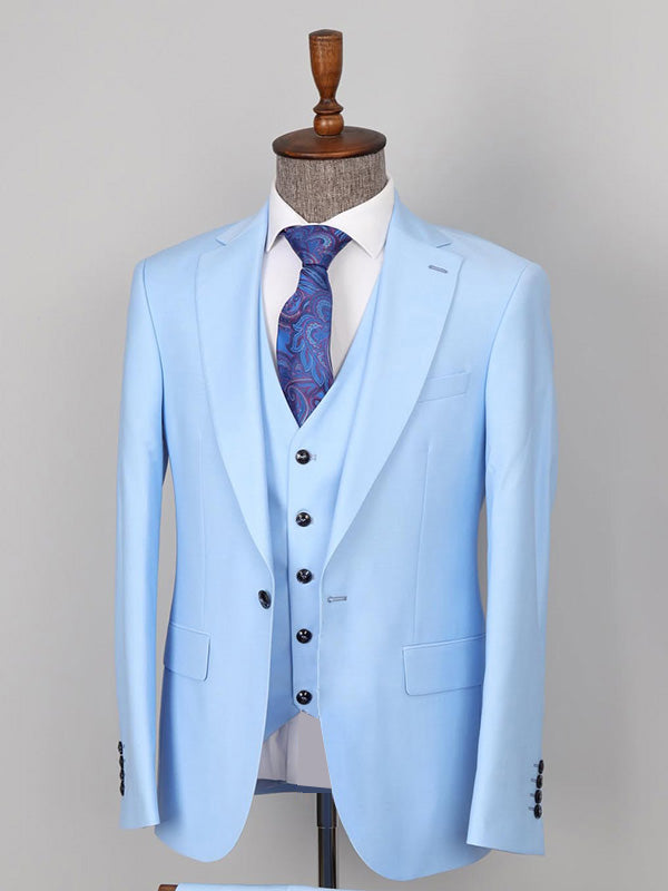 Blue 2-piece 1-button Notch Lapel suit