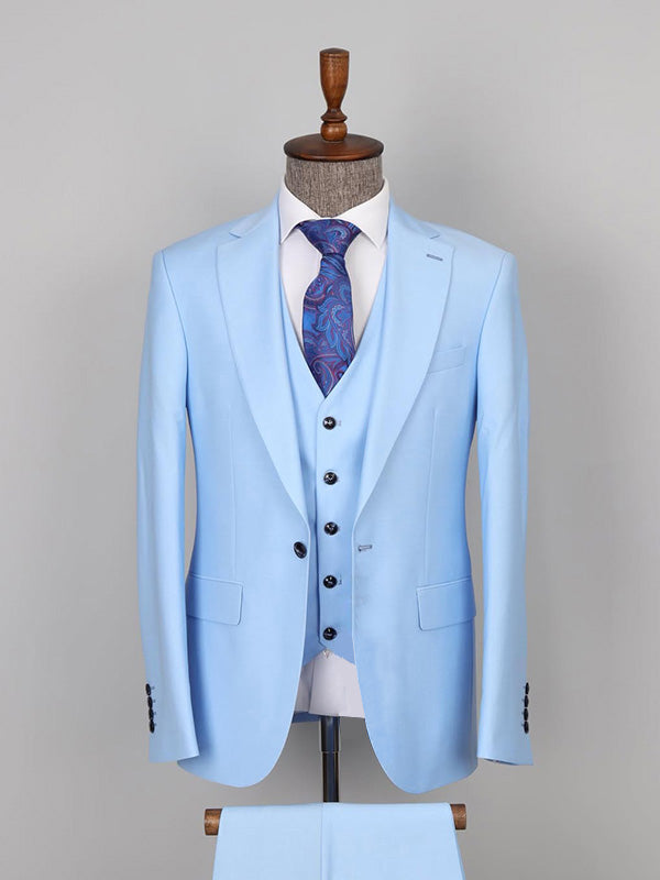 Blue 2-piece 1-button Notch Lapel suit