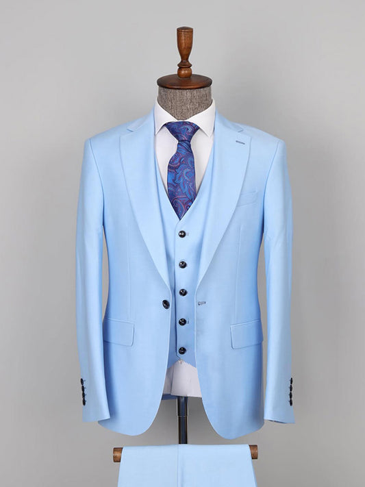 Blue 2-piece 1-button Notch Lapel suit