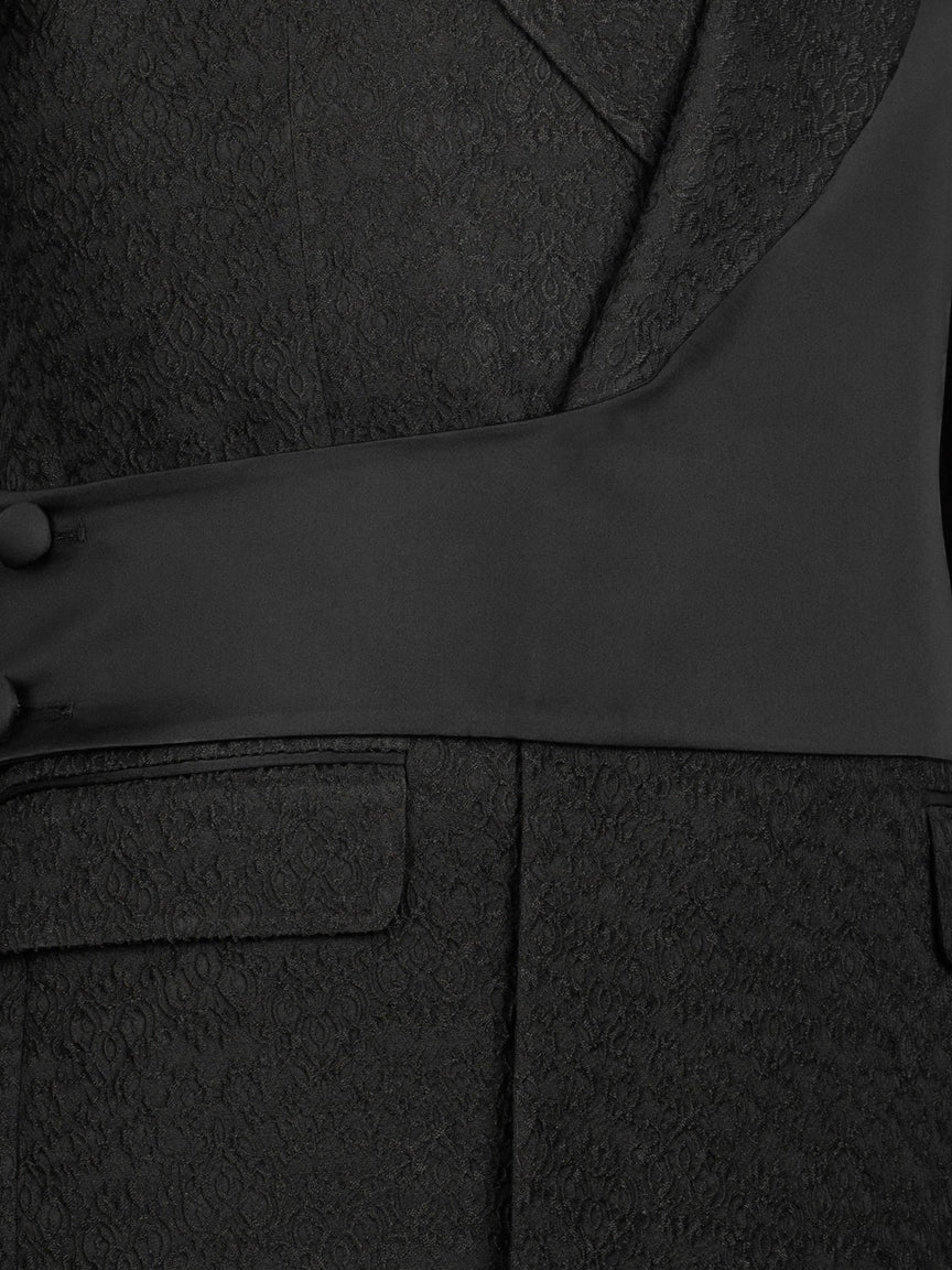 Chic Black Jacquard Peak Lapel 2-Button 2-Piece Suit